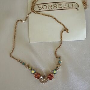 Sorrelli Gold Necklace with Pink and Blue Accents